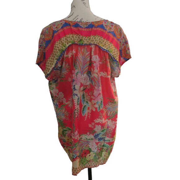 🎉⭐️HP⭐️🎉Johnny Was, Rapsodia Arianna Silk Blouse (Tie Neck) Size M, NWT - Picture 4 of 13